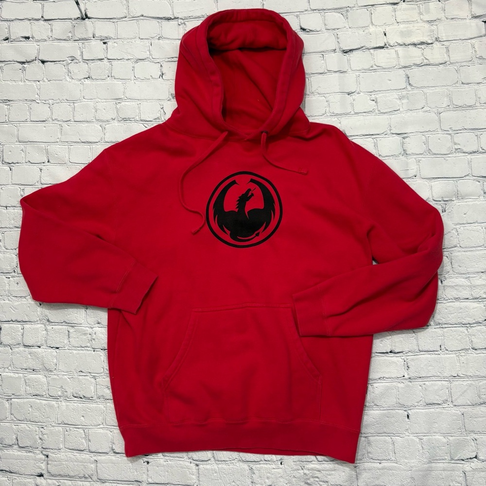 Vintage Y2K Dragon Alliance Red Hoodie Sweatshirt Size Large Surf Skate Skating